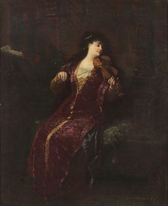 INNOCENTI GUGLIELMO (1871 - 1961) - Grand dame sonant du violon.