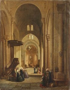 MARIANI CESARE (1826 - 1901) - Interno di chiesa.