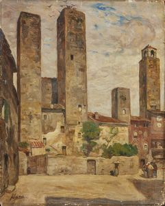 SCATTOLA FERRUCCIO (1873 - 1950) - San Gimignano.