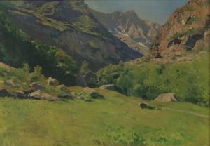 PETITI FILIBERTO (1845 - 1924) - Paesaggio montano.