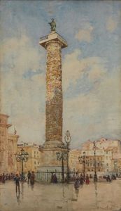 PISA ALBERTO (1864 - 1930) - La colonna Antonina a Roma.