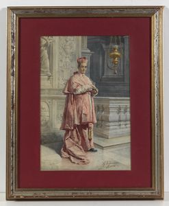 DE DOMINICIS ACHILLE (1851 - 1917) - Ritratto di cardinale.