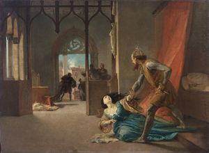 CASNEDI RAFFAELE (1822 - 1892) - Il corsaro Barbarossa tenta di rapire Giulia Gonzaga-Colonna durante l'assedio di Sperlonga.