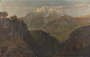 BERTOLOTTI CESARE (1854 - 1932) - Paesaggio montano.