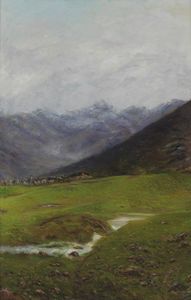 SOLDINI ARNALDO (1862 - 1936) - Paesaggio montano.
