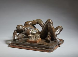 PELLINI EUGENIO (1864 - 1934) - Calamaio in forma di nudo virile.
