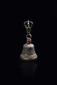CAMPANA RITUALE - Campana rituale Ghanta in bronzo  Tibet  XIX secolo. h cm 19x8