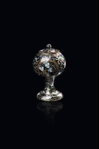 PICCOLO VASO - Piccolo vaso in cloisonné a sfera con tappo  Cina  dinastaia Qing  XIX secolo. h cm 13 5x7 5