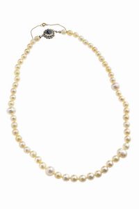 GIROCOLLO - Lunghezza cm 45 composto da un filo di perle giapponesi e di acqua dolce a scalare del diam 6 6 a 9. Chiusura  [..]