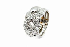 ANELLO - Peso gr 9 9 Misura 14 (54) in oro bianco  sommit a maglia groumette in diamanti taglio brillante per totali ct  [..]