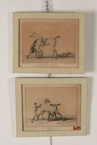 Lotti di cinque stampe raffiguranti cavalli. Francia XIX secolo  - Asta Una Propriet Lombarda | Cambi Time - Associazione Nazionale - Case d'Asta italiane