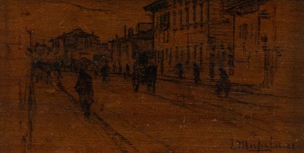 ,Luigi Michelacci : Corso con carrozza e passanti  - Asta 	Asta di Arte Moderna e Contemporanea '800 e '900 - Associazione Nazionale - Case d'Asta italiane