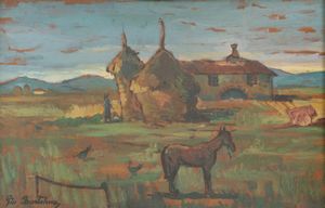 ,Giovanni Bartolena - Casa di campagna con pagliai