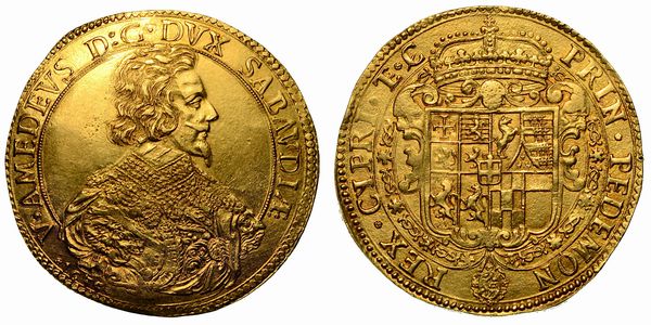 VITTORIO AMEDEO I. Il leone di Susa (1630-1637). Da 10 scudi d'oro 1635 (IV tipo). Torino.  - Asta Numismatica - Associazione Nazionale - Case d'Asta italiane
