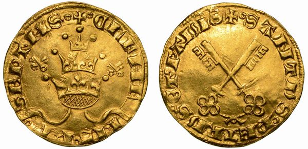 CLEMENTE VII Antipapa (Robert dei Conti di Genvois), 1378-1394. Fiorino (da 24 soldi). Avignone.  - Asta Numismatica - Associazione Nazionale - Case d'Asta italiane