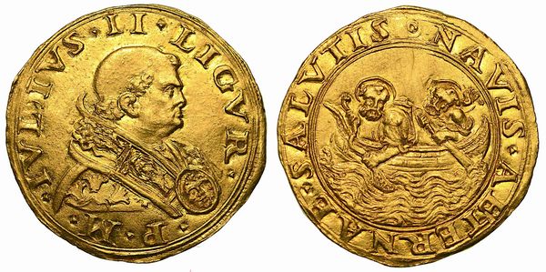 GIULIO II (Giuliano della Rovere), 1503-1513. Doppio fiorino di camera.  - Asta Numismatica - Associazione Nazionale - Case d'Asta italiane