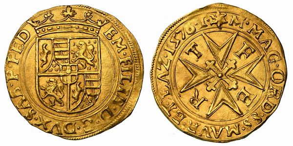 EMANUELE FILIBERTO. Testa di ferro (1553-1580). Scudo d'oro del Sole 1576 (VI tipo). Torino.  - Asta Numismatica - Associazione Nazionale - Case d'Asta italiane