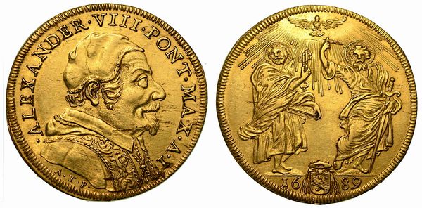 ALESSANDRO VIII (Pietro Ottoboni), 1689-1691. Quadrupla 1689 A. I.  - Asta Numismatica - Associazione Nazionale - Case d'Asta italiane