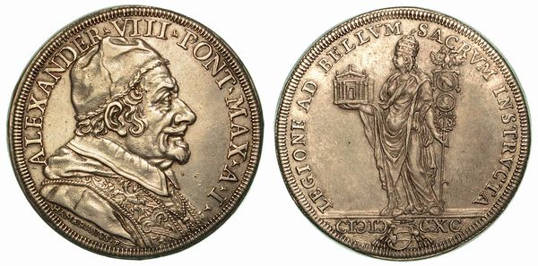 ALESSANDRO VIII (Pietro Ottoboni), 1689-1691. Piastra 1690 A. I.  - Asta Numismatica - Associazione Nazionale - Case d'Asta italiane