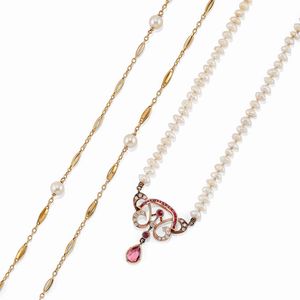 Due collane con perle, rubini e diamanti  - Asta Love is in the air / Gioielli - Associazione Nazionale - Case d'Asta italiane