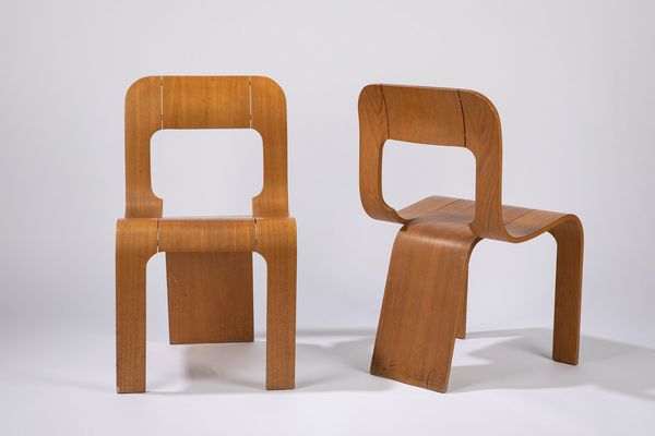 ,Gigi  Sabadin : Quattro sedie modello S  - Asta Design e Arti Decorative - Associazione Nazionale - Case d'Asta italiane