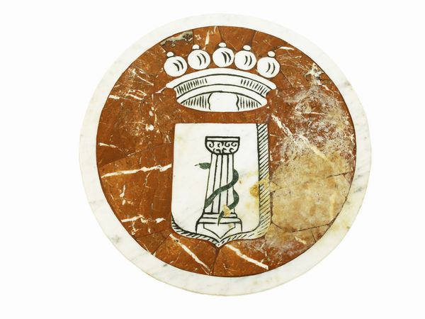 Placca circolare in commesso marmoreo  - Asta Curiosit siciliane e strumenti musicali da Casa D'Agata - Associazione Nazionale - Case d'Asta italiane