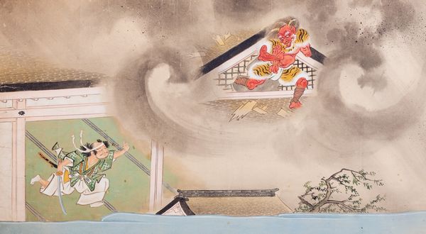Dipinto su carta raffigurante scena di Samurai e demone, Giappone periodo Edo  - Asta Arte Orientale - Associazione Nazionale - Case d'Asta italiane