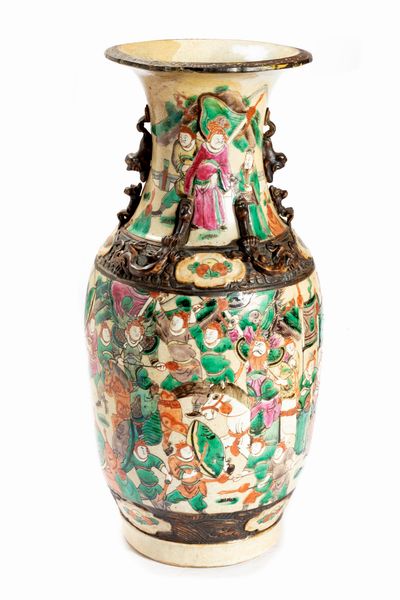 Vaso in ceramica policroma, Cina XIX secolo  - Asta Arte Orientale - Associazione Nazionale - Case d'Asta italiane