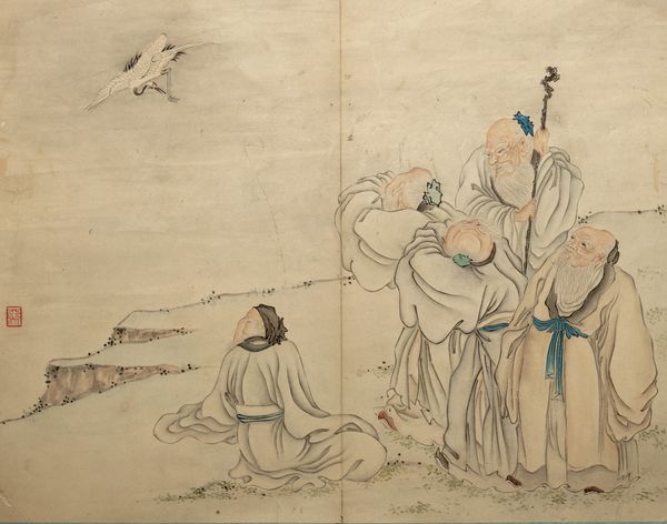 Coppia di dipinti con scene di saggi in un paesaggio, Cina, dinastia Qing  - Asta Arte Orientale - Associazione Nazionale - Case d'Asta italiane