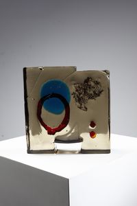 NASON ERMANNO (1928 - 2013) : attribuito. Scultura in vetro massello color paglierino decorato con applicazioni di vetro colorato  - Asta Asta 351 | Design - Associazione Nazionale - Case d'Asta italiane