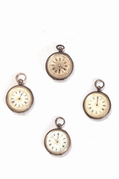 Lotto composto da quattro orologi da tasca in argento, secolo XIX  - Asta Incanti d'Arte - Associazione Nazionale - Case d'Asta italiane