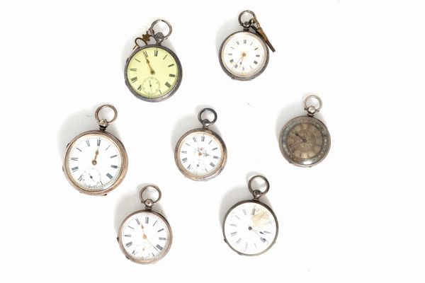 Lotto composto da sette orologi da tasca in argento, secolo XIX  - Asta Incanti d'Arte - Associazione Nazionale - Case d'Asta italiane