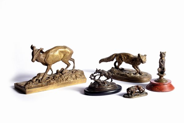 Lotto di cinque sculture in bronzo raffiguranti animali, secolo XIX  - Asta Incanti d'Arte - Associazione Nazionale - Case d'Asta italiane