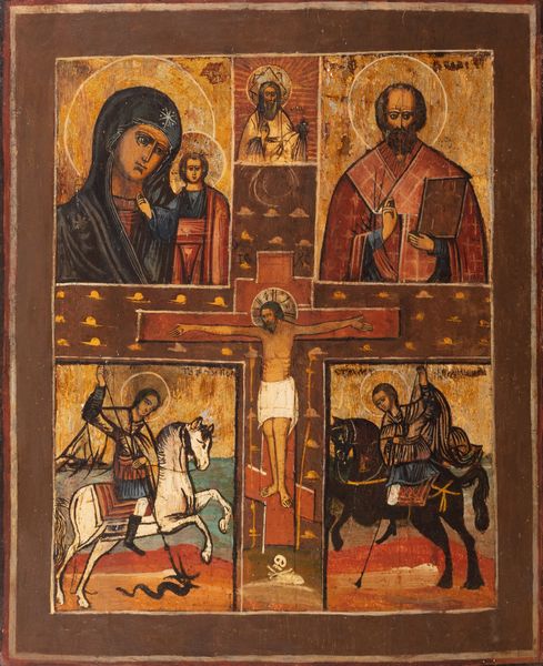 Antica icona quadripartita con la Crocifissione al centro e santi ai lati  - Asta Incanti d'Arte - Associazione Nazionale - Case d'Asta italiane
