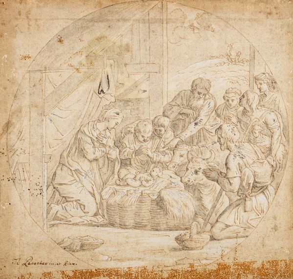 ,Cerchia di Simone Cantarini (Pesaro 1612 – Verona 1648) : Adorazione dei pastori  - Asta Incanti d'Arte - Associazione Nazionale - Case d'Asta italiane