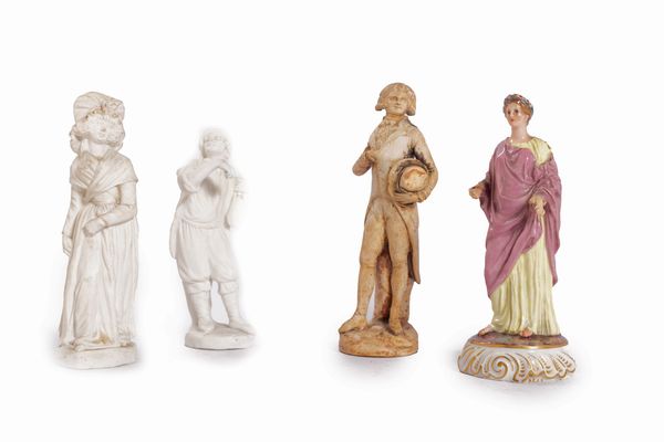 Lotto composto da quattro piccole sculture in materiali diversi, secoli XVIII - XIX  - Asta Incanti d'Arte - Associazione Nazionale - Case d'Asta italiane