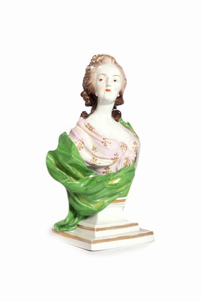 Busto di Maria Carolina d'Asburgo in porcellana policroma, secolo XIX  - Asta Incanti d'Arte - Associazione Nazionale - Case d'Asta italiane