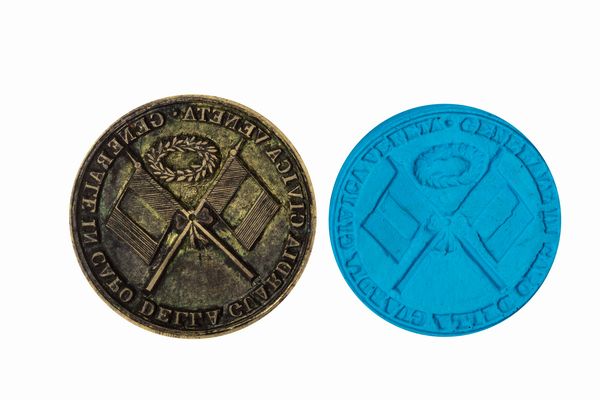 Lotto composto da tre sigilli in bronzo, con manici in legno tornito, secolo XIX  - Asta Incanti d'Arte - Associazione Nazionale - Case d'Asta italiane