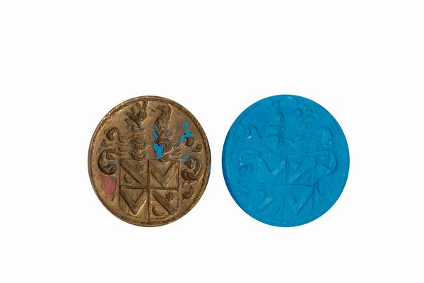 Lotto composto da quattro sigilli in bronzo, con stemmi nobiliari, secoli XVII - XVIII  - Asta Incanti d'Arte - Associazione Nazionale - Case d'Asta italiane