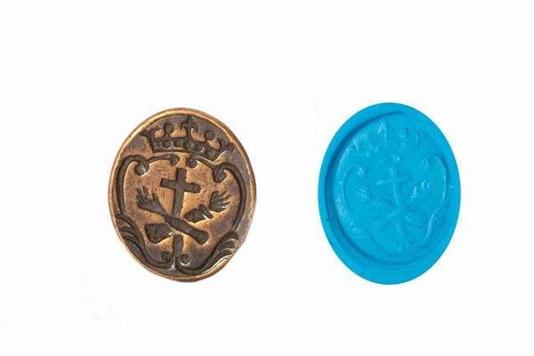 Lotto composto da cinque sigilli di cui tre a pendente, in bronzo, con stemmi nobiliari, secolo XVIII  - Asta Incanti d'Arte - Associazione Nazionale - Case d'Asta italiane