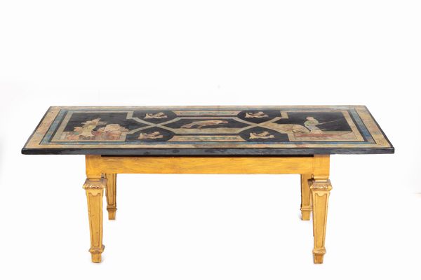 Tavolino da salotto con piano in scagliola e piedi in legno dorato  - Asta Incanti d'Arte - Associazione Nazionale - Case d'Asta italiane