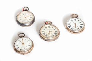 Lotto composto da quattro orologi da tasca in argento, Inghilterra secolo XIX  - Asta Incanti d'Arte - Associazione Nazionale - Case d'Asta italiane