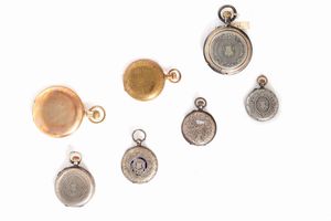 Lotto composto da sette orologi da tasca, fine secolo XIX - inizi secolo XX  - Asta Incanti d'Arte - Associazione Nazionale - Case d'Asta italiane