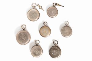 Lotto composto da sette orologi da tasca in argento, secolo XIX  - Asta Incanti d'Arte - Associazione Nazionale - Case d'Asta italiane