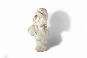 ,Georges Morin - Busto in marmo raffigurante giovane donna, secolo XX