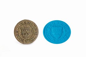 Lotto composto da quattro antichi sigilli, di cui tre in bronzo e uno in argento e ferro, con stemmi nobiliari  - Asta Incanti d'Arte - Associazione Nazionale - Case d'Asta italiane