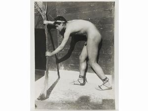 ,Wilhelm von Gloeden - Taormina Nudo maschile e foglia di palma, 1910 circa
