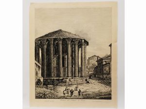 ,Luigi Rossini - Veduta del Tempio di Vesta 1820