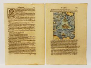 ,Sebastian Münster - Quattro pagine tratte dalla Cosmografia Universale 1544-1628