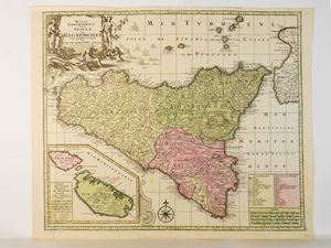 ,Georg Mätthaus Seutter - Mappa Geographica totius Insulae et Regni Siciliae cura graphio et impensis 1730 circa